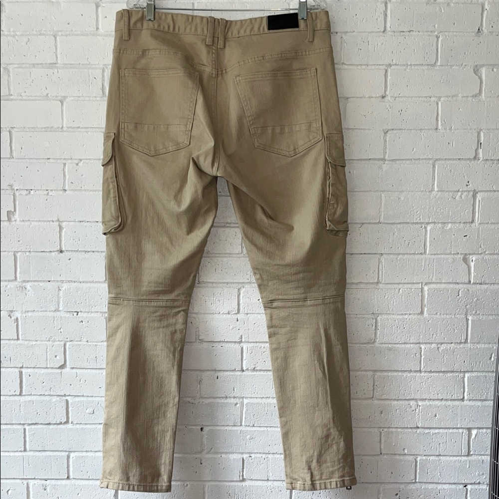 Smoke Rise Men's Slim Tapered Fit Bottom Zipper Cargo Pants 36x32 Khaki Edgy - Picture 10 of 15